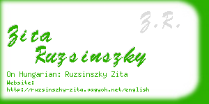 zita ruzsinszky business card